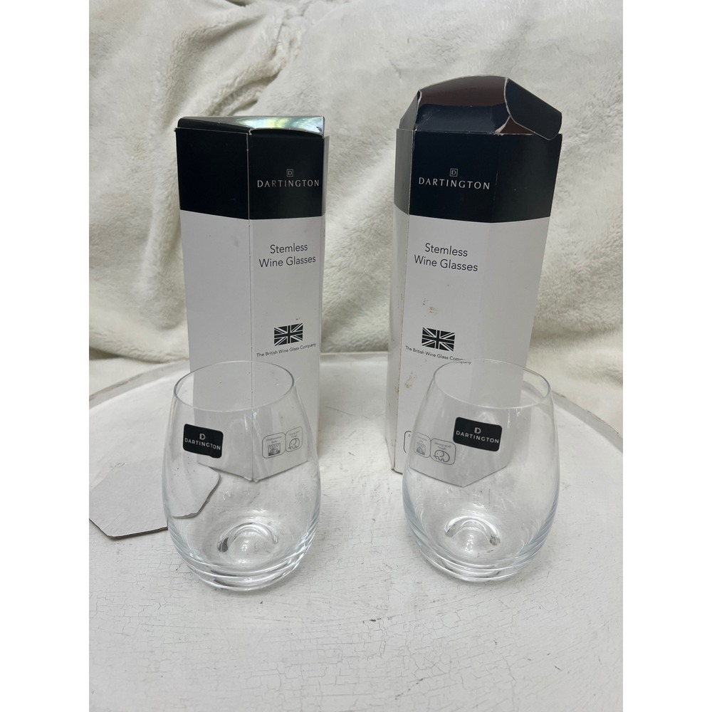 Dartington Crystal Stemless Wine Glasses Set of 2 Clear Glass Tumblers New
